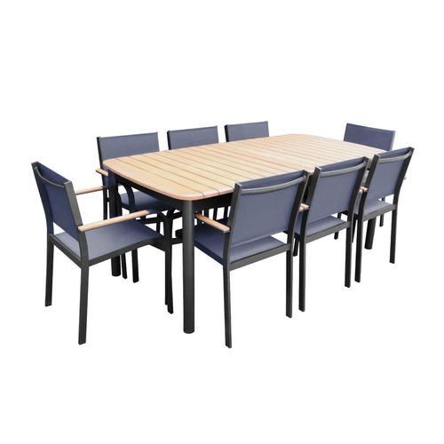 Table à manger contemporaine - VISCONTI - Higold - en teck / avec piètement en aluminium / rectangulaire
