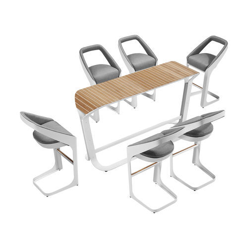 Table mange-debout contemporaine - ONDA - Higold - en teck / avec piètement en aluminium / rectangulaire