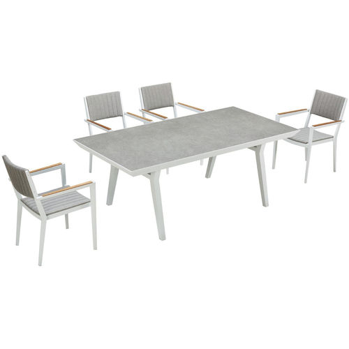 Ensemble table et chaises contemporain - CHAMPION - Higold - d'extérieur / en tissu / en teck