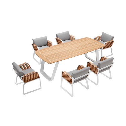 Ensemble table et chaises contemporain - WING - Higold - d'extérieur / en tissu / en teck