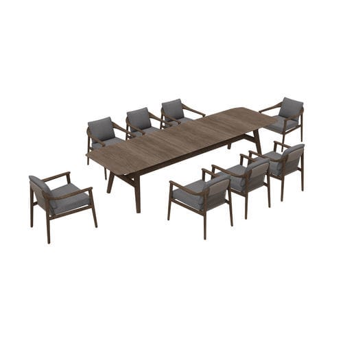 Ensemble table et chaises contemporain - LEO - Higold - en Sunbrella® / en teck / en corde