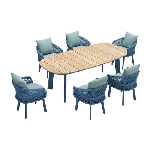 Ensemble table et chaises contemporain - AIO - Higold - d'extérieur / en tissu / en teck