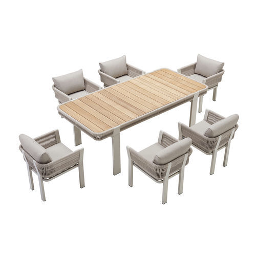 Ensemble table et chaises contemporain - BORROMEO - Higold - d'extérieur / en teck / en aluminium
