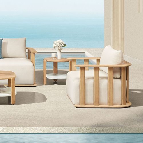 Fauteuil contemporain - PALLISAD - Higold - en Sunbrella® / en bois / à coussins