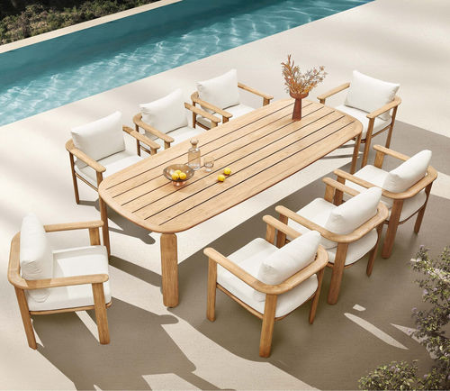 Ensemble table et chaises contemporain - PALLISAD - Higold - d'extérieur / en Sunbrella® / en bois