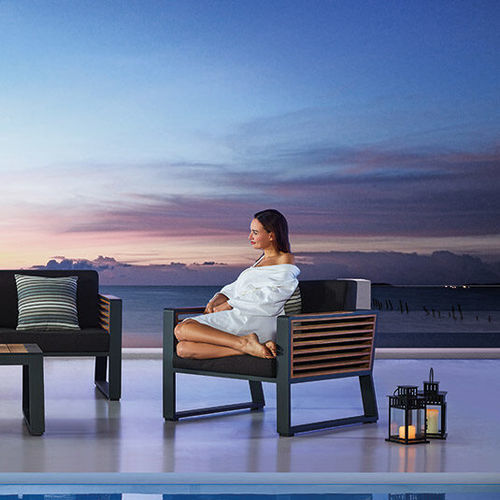 Fauteuil contemporain - NEW YORK - Higold - en Sunbrella® / en teck / en aluminium