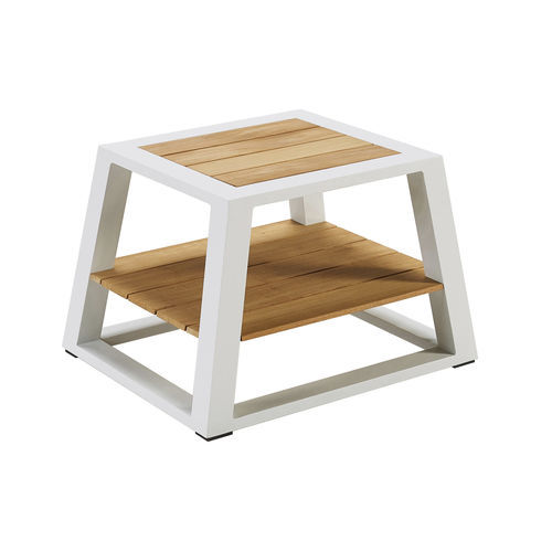 Table d'appoint contemporaine - YORK - Higold - en teck / avec piètement en aluminium / rectangulaire
