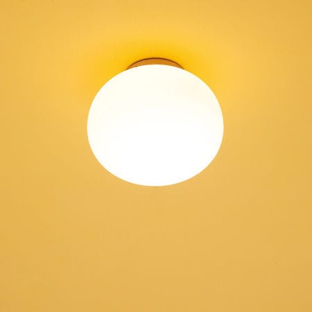 Plafonnier contemporain - MOON 2 PL - Luxcambra - rond / en nickel / en opale