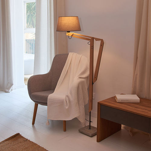 Lampe sur pied - THEA - Luxcambra - en tissu / en hêtre / contemporaine