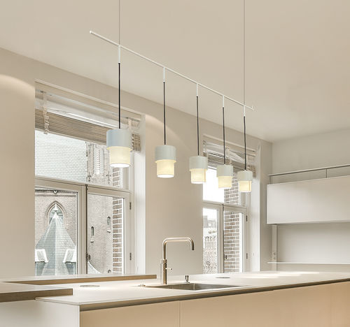 Lustre contemporain - KAN C LINEAL - Luxcambra - en métal peint / en tissu / en coton