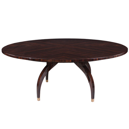 Table à manger Art Déco - T001 - Cygal Art Deco GmbH & Co. KG - en ébène de macassar / avec piètement en ébène de macassar / ronde