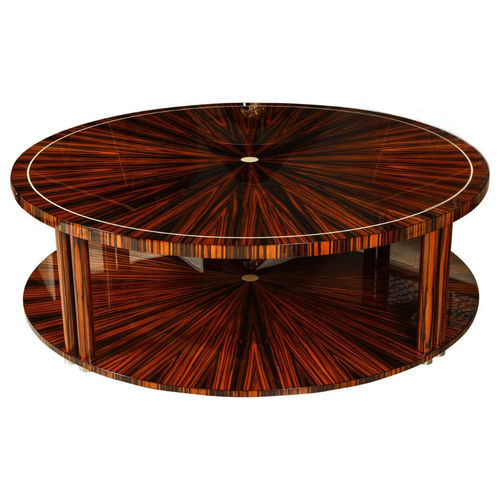 Table basse Art Déco - CT015 - Cygal Art Deco GmbH & Co. KG - en ébène de macassar / en bois verni brillant / avec piètement en laiton