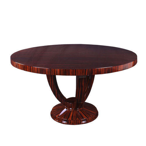 Table à manger Art Déco - T002 - Cygal Art Deco GmbH & Co. KG - en ébène de macassar / avec piètement en ébène de macassar / ronde