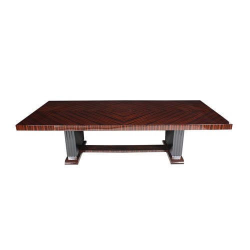 Table à manger Art Déco - T012 - Cygal Art Deco GmbH & Co. KG - en ébène de macassar / en bois verni brillant / avec piètement en bois vernis
