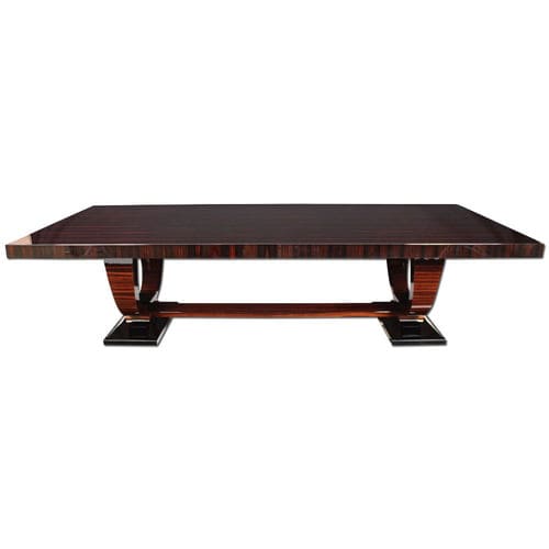 Table à manger Art Déco - T021 - Cygal Art Deco GmbH & Co. KG - en ébène de macassar / en bois verni brillant / avec piètement en ébène de macassar