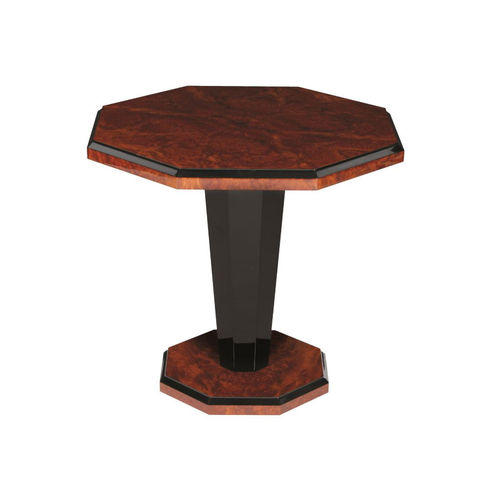 Table d'appoint Art Déco - BS018 - Cygal Art Deco GmbH & Co. KG - en bois verni brillant / avec piètement en bois vernis / octogonale