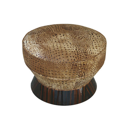 Pouf Art Déco - S002 - Cygal Art Deco GmbH & Co. KG - en cuir / en ébène de macassar / rond