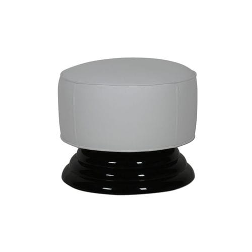 Pouf Art Déco - S014 - Cygal Art Deco GmbH & Co. KG - en cuir / en bois verni brillant / rond