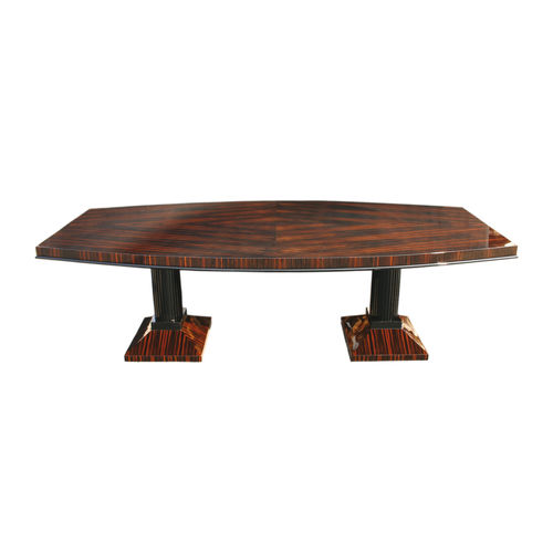 Table Art Déco - T003 - Cygal Art Deco GmbH & Co. KG - en ébène de macassar / en bois verni brillant / avec piètement en bois vernis