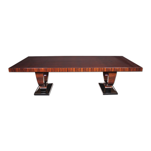Table de conférence Art Déco - T033 - Cygal Art Deco GmbH & Co. KG - en bois verni brillant / en ébène de macassar / avec piètement en ébène de macassar