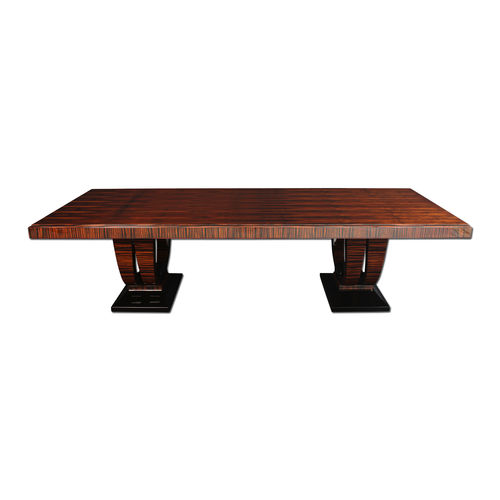 Table de conférence Art Déco - T044 - Cygal Art Deco GmbH & Co. KG - en bois verni brillant / en ébène de macassar / avec piètement en ébène de macassar