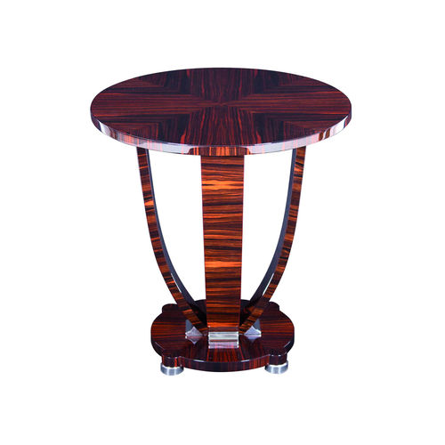 Table d'appoint Art Déco - BS071 - Cygal Art Deco GmbH & Co. KG - en ébène de macassar / avec piètement en acier inoxydable / avec piètement en ébène de macassar