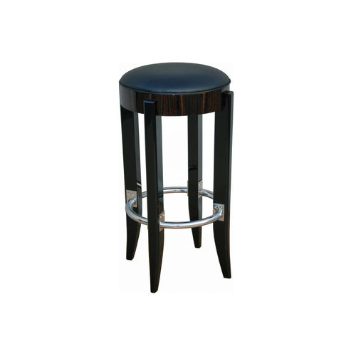 Tabouret de bar Art Déco - B006 - Cygal Art Deco GmbH & Co. KG - en cuir / avec piètement en acier inoxydable / avec piètement en bois massif