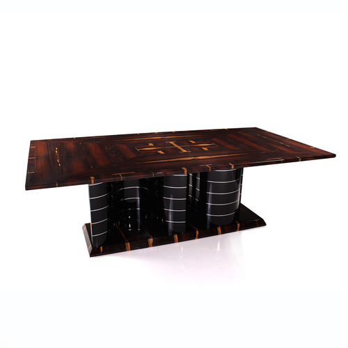 Table à manger Art Déco - ZT001 - Cygal Art Deco GmbH & Co. KG - en bois verni brillant / en ziricote / avec piètement en acier inoxydable
