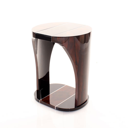 Table d'appoint Art Déco - ZBS001 - Cygal Art Deco GmbH & Co. KG - en bois verni brillant / en ziricote / en acier inoxydable
