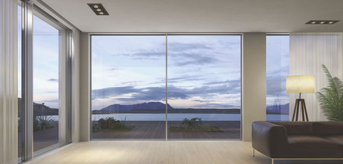 Baie vitrée coulissante - FLUO - Aldena - en aluminium / à triple vitrage