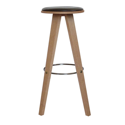 Tabouret de bar design scandinave - VIGGO - Danerka - en cuir / avec piètement en chêne / écolabel FSC