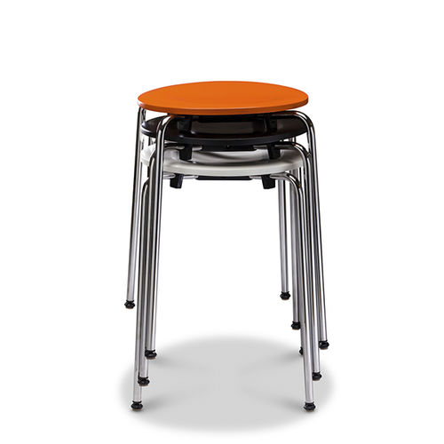 Tabouret contemporain - RONDO - Danerka - en stratifié / avec piètement en acier chromé / empilable