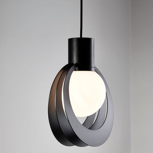 Suspension - LUNAR   - WOUD - en métal / en verre opalescent / contemporaine