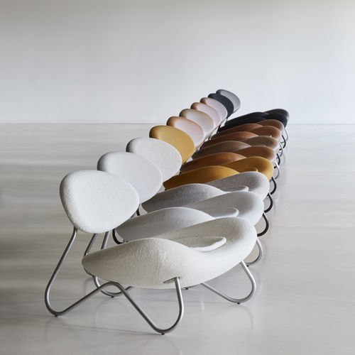 Fauteuil contemporain - MEADOW - WOUD - en tissu / en cuir / en acier à revêtement par poudre