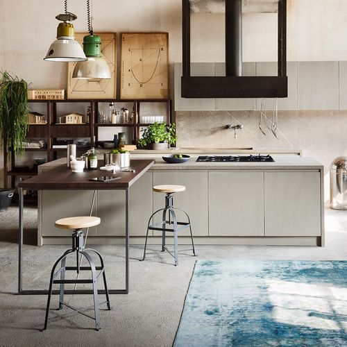 Cuisine contemporaine - FLY - TOURS - Callesella - en bois / en marbre / avec îlot