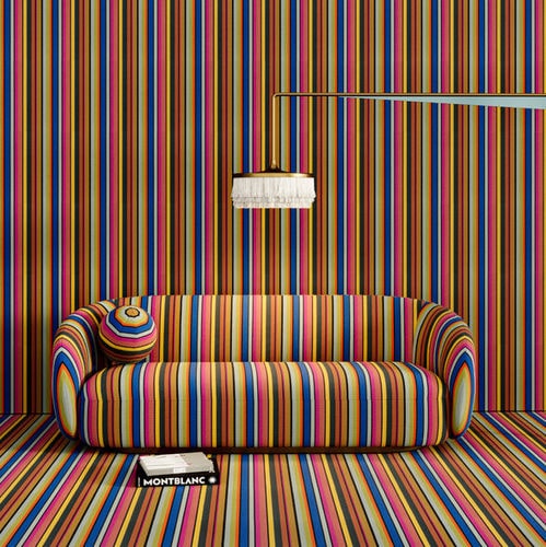 Tissu d'ameublement - RE - ado goldkante - uni / à rayures / en polyester