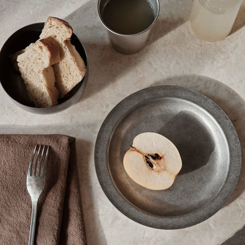 Assiette plate - Tumbled - Ferm Living - ronde / en acier inoxydable / uni
