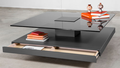 Table basse contemporaine - NEWFLASH - MASIS - en verre / carrée / avec rangement