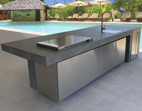 Îlot de cuisine en acier inoxydable - KAUAI - Fesfoc - de grande taille / professionnel / à gaz