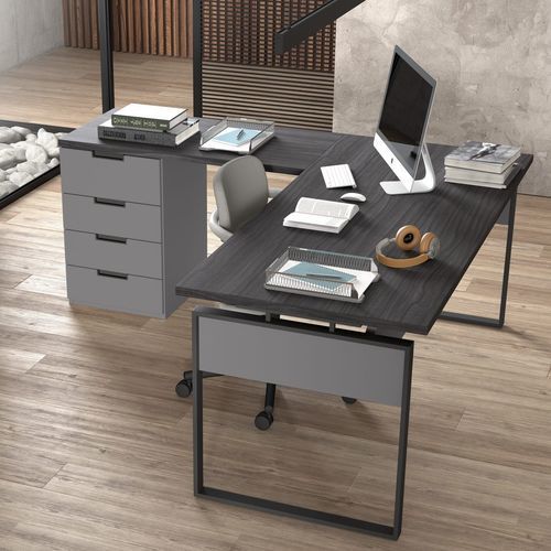 Bureau sur pied - F-353 - Glicerio Chaves - contemporain / en bois / en L