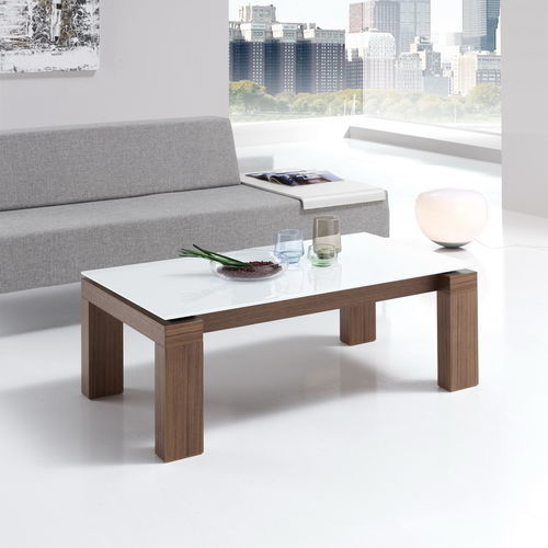 Table basse contemporaine - ARMONIA - Indesan - en verre / en placage de bois / en céramique