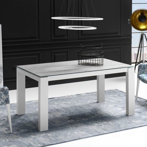Table à manger contemporaine - ARMONIA - Indesan - en placage de bois / en MDF laqué / en verre