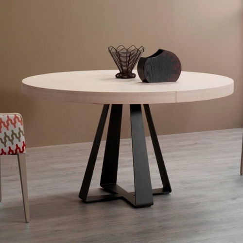 Table à manger contemporaine - AURA - Indesan - en placage de bois / avec piètement en métal / ronde