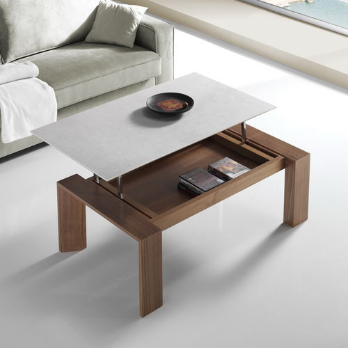 Table basse contemporaine - ECO - Indesan - en verre / en placage de bois / en MDF laqué