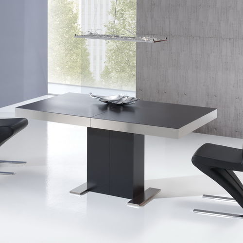 Table à manger contemporaine - INTEMPO - Indesan - en verre / en céramique / avec piètement en bois