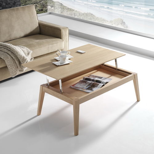 Table basse contemporaine - NORDIC - Indesan - en verre / en placage de bois / en MDF laqué