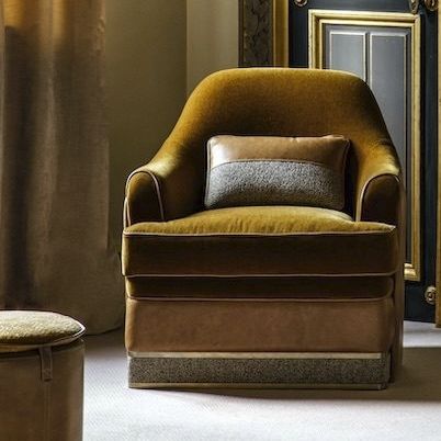 Fauteuil contemporain - MATHURINS - Red Edition - en velours / en cuir / vert