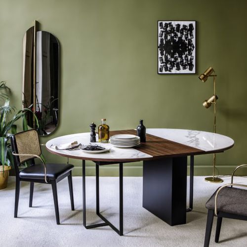 Table à manger contemporaine - FELICE - Red Edition - en bois de rose / en céramique / avec piètement en métal peint