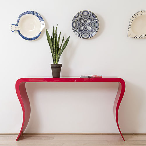 Console contemporaine - BELLA - R&J Luxe Furniture - en aluminium / avec piètement en aluminium / rectangulaire