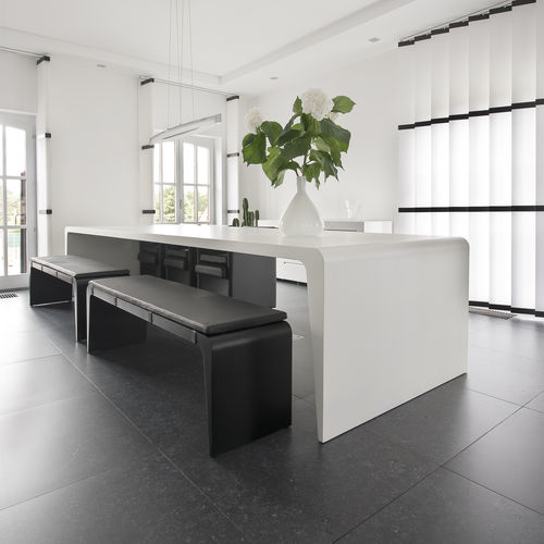 Table à manger contemporaine - AMEZA - R&J Luxe Furniture - en aluminium / avec piètement en aluminium / rectangulaire